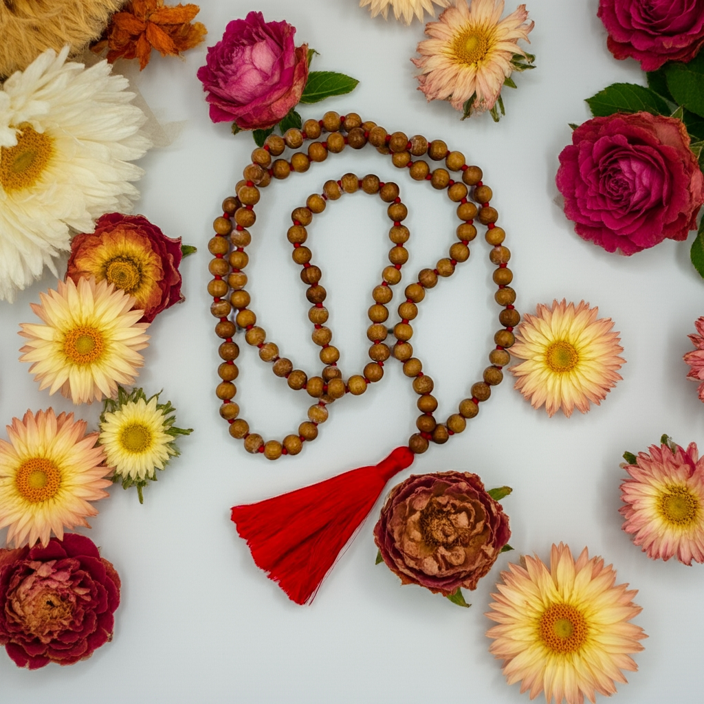Plain scented Sandalwood Full Mala Beads 108 beads with Tassel