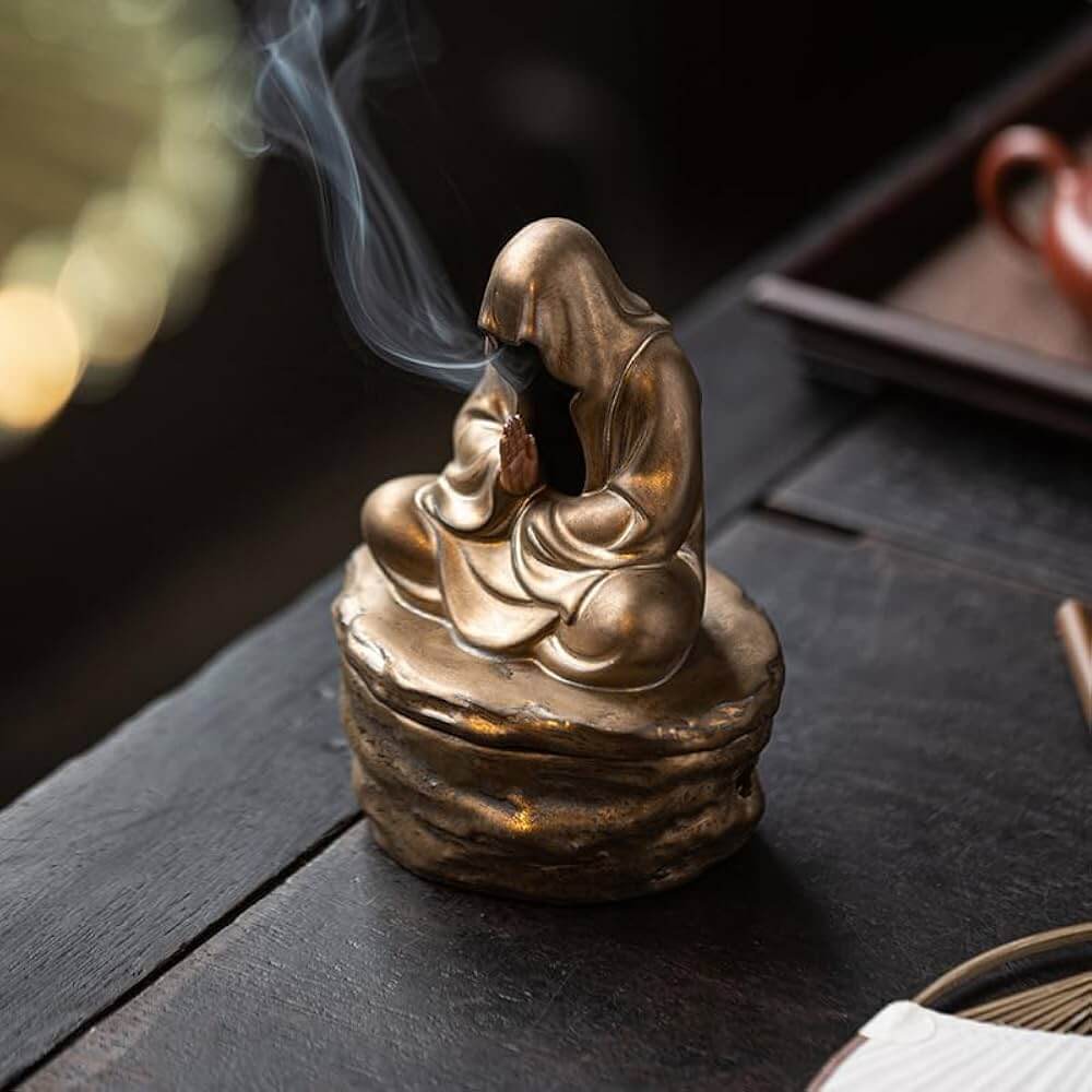 Ceramic Meditating Figure Incense Holder for Cone and Coil