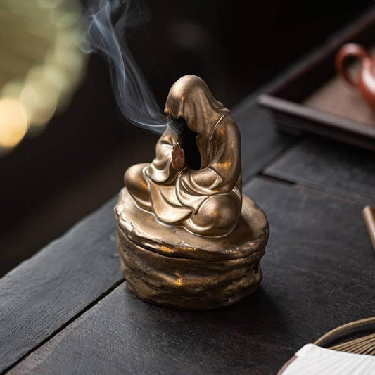 Ceramic Meditating Figure Incense Holder for Cone and Coil