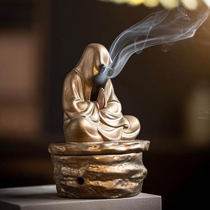 Ceramic Meditating Figure Incense Holder for Cone and Coil