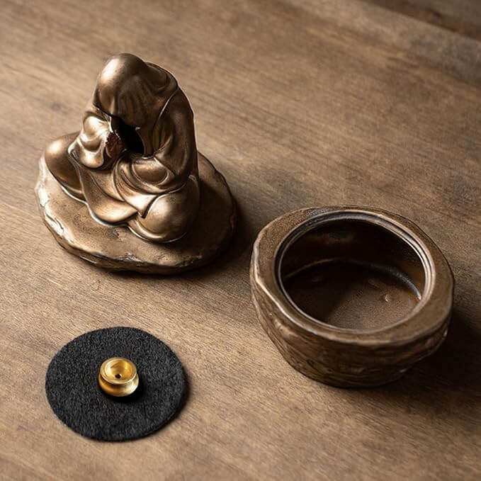 Ceramic Meditating Figure Incense Holder for Cone and Coil