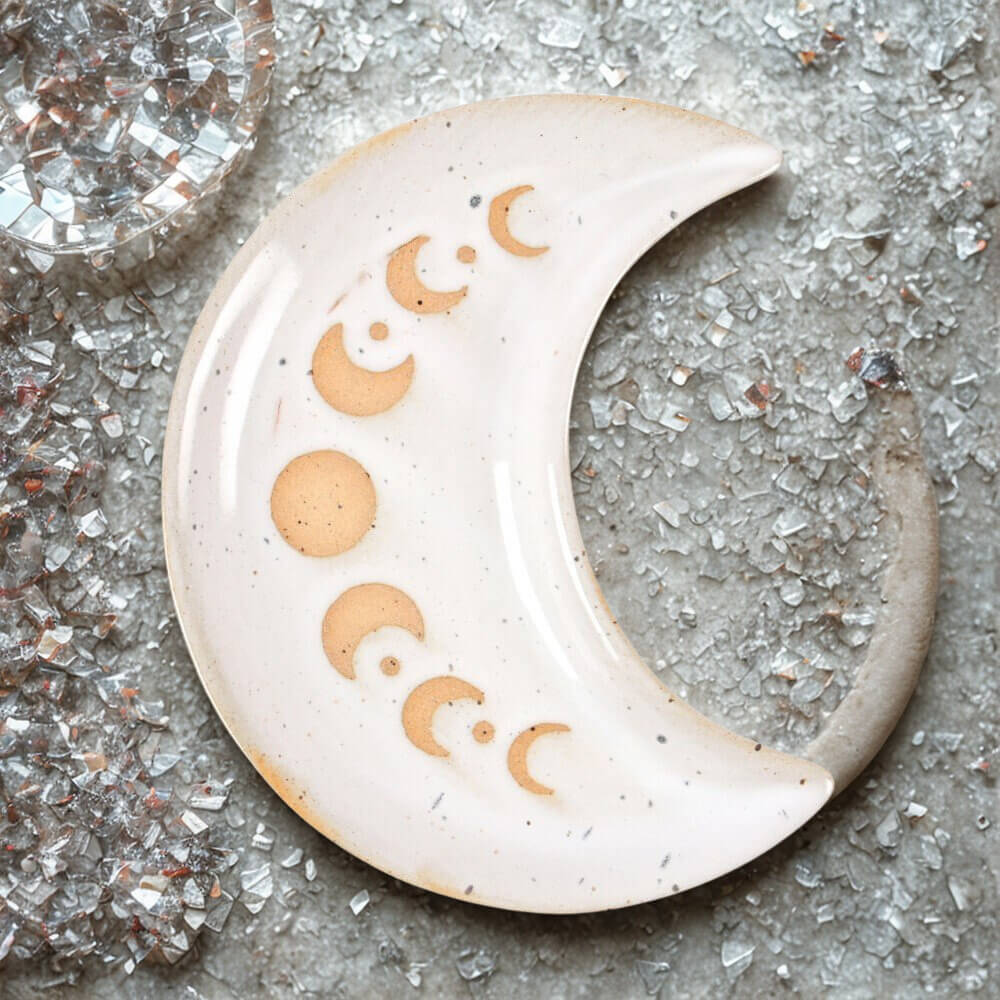 Moon Phase Crescent Ceramic Trinket Dish